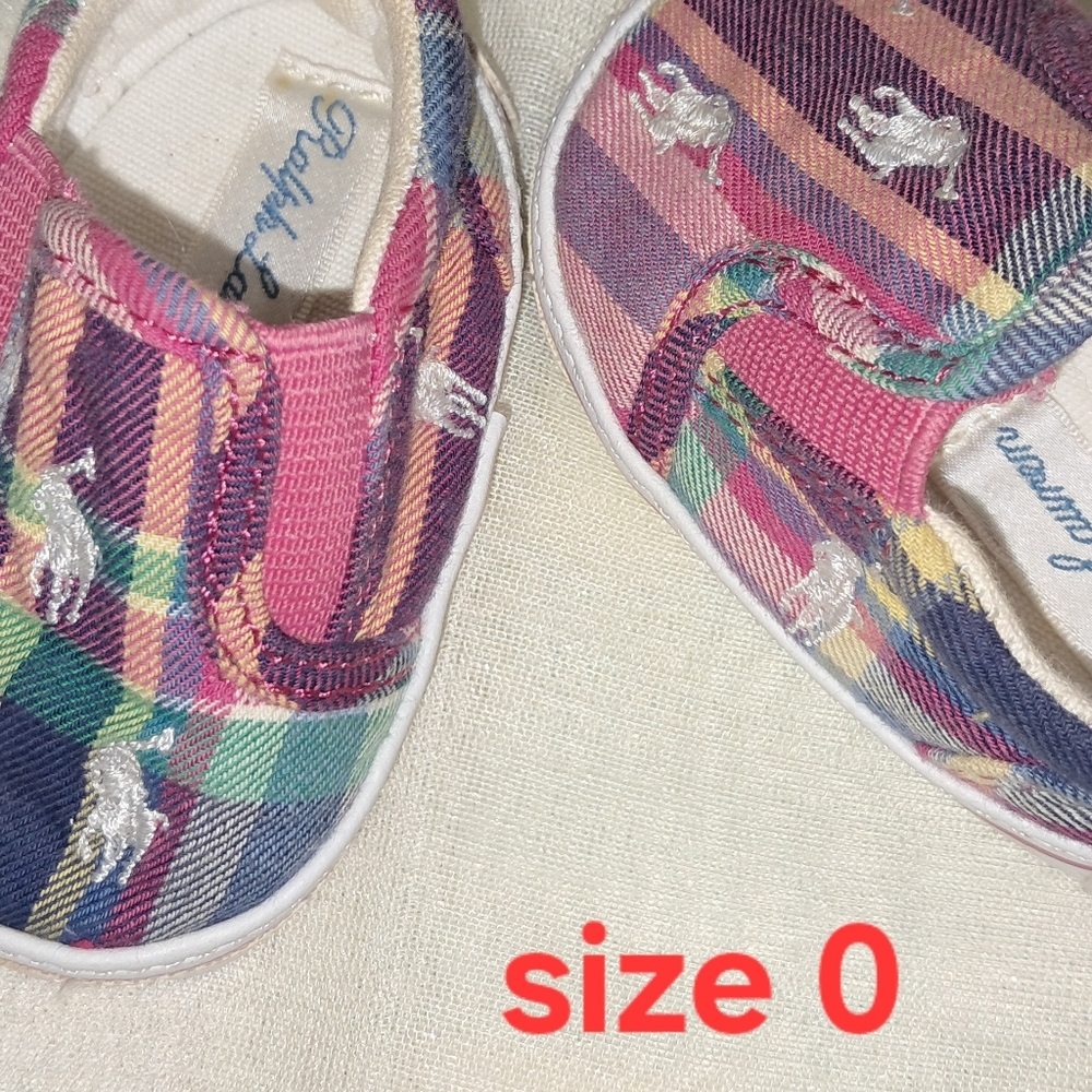 Polo Ralph Lauren Plaid Slip-On Shoes - Pink and Green